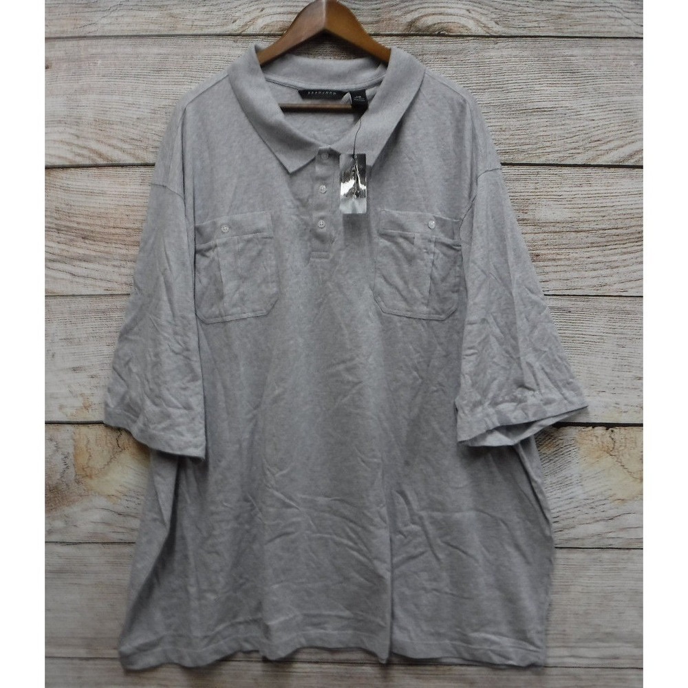 Sean John Shirt‎ Mens Size 4XB Athletic Grey Heather Knit Pocket Polo Shirt New